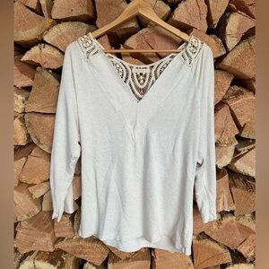 Women’s Large Cotton Linen White‎ Crochet Detail Women's Top Tunic Boho Luxury